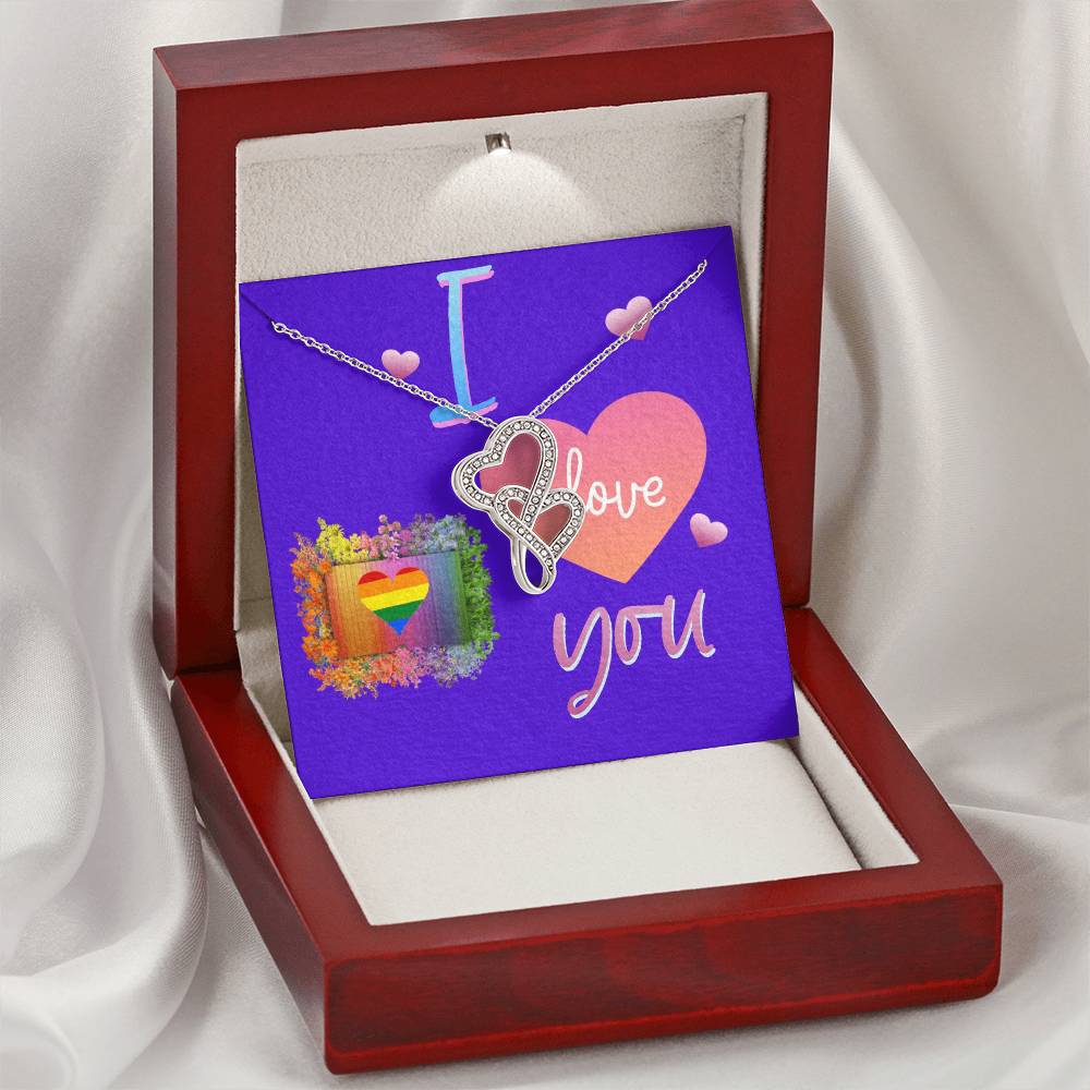 I Love You Lesbian Love Gift Double Hearts Necklace