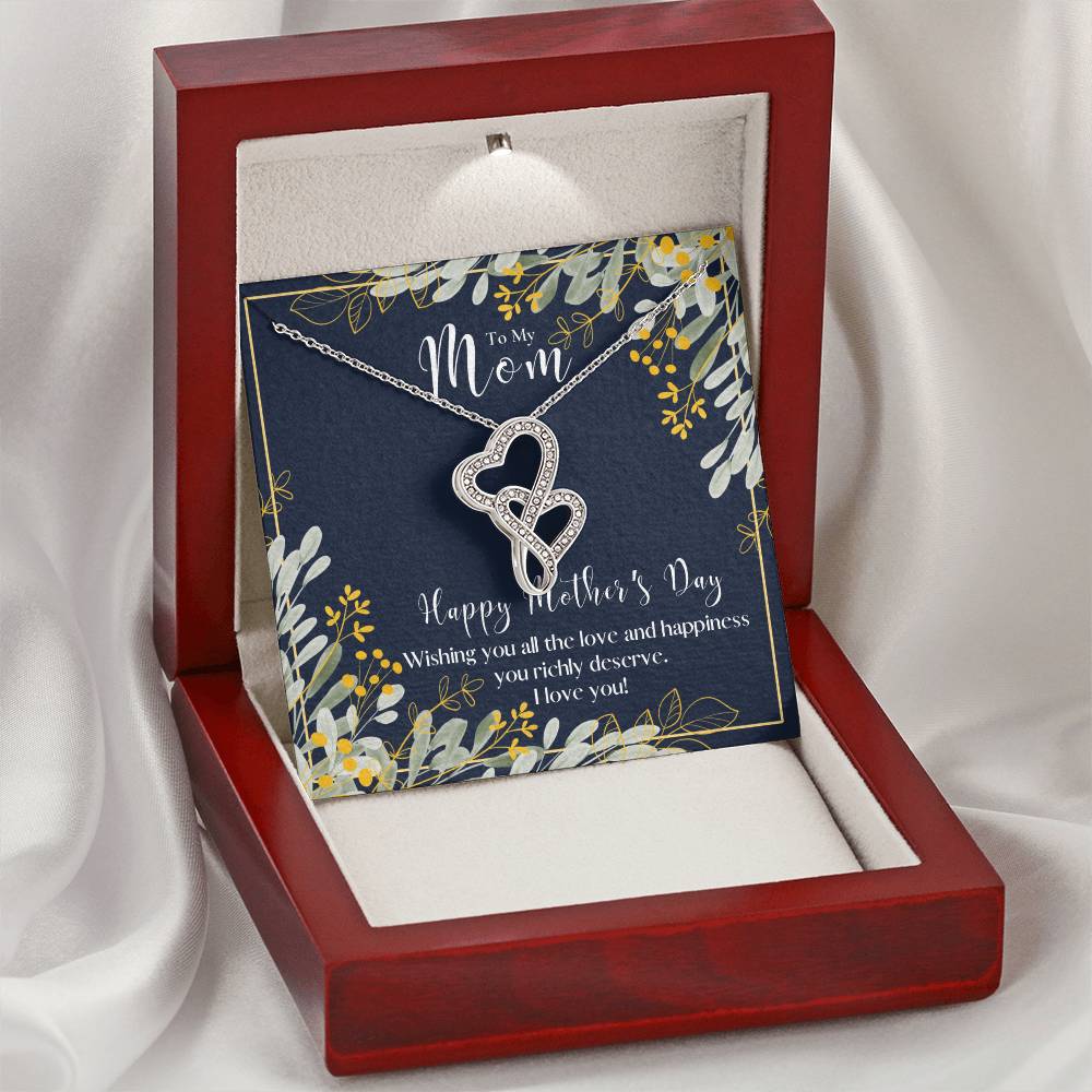 To My Mom Necklace Mom Gift Mother’S Day Gift Birthday Gift Gift From Daughter Gift From Son Mother's Day Gift F Double Hearts Necklace