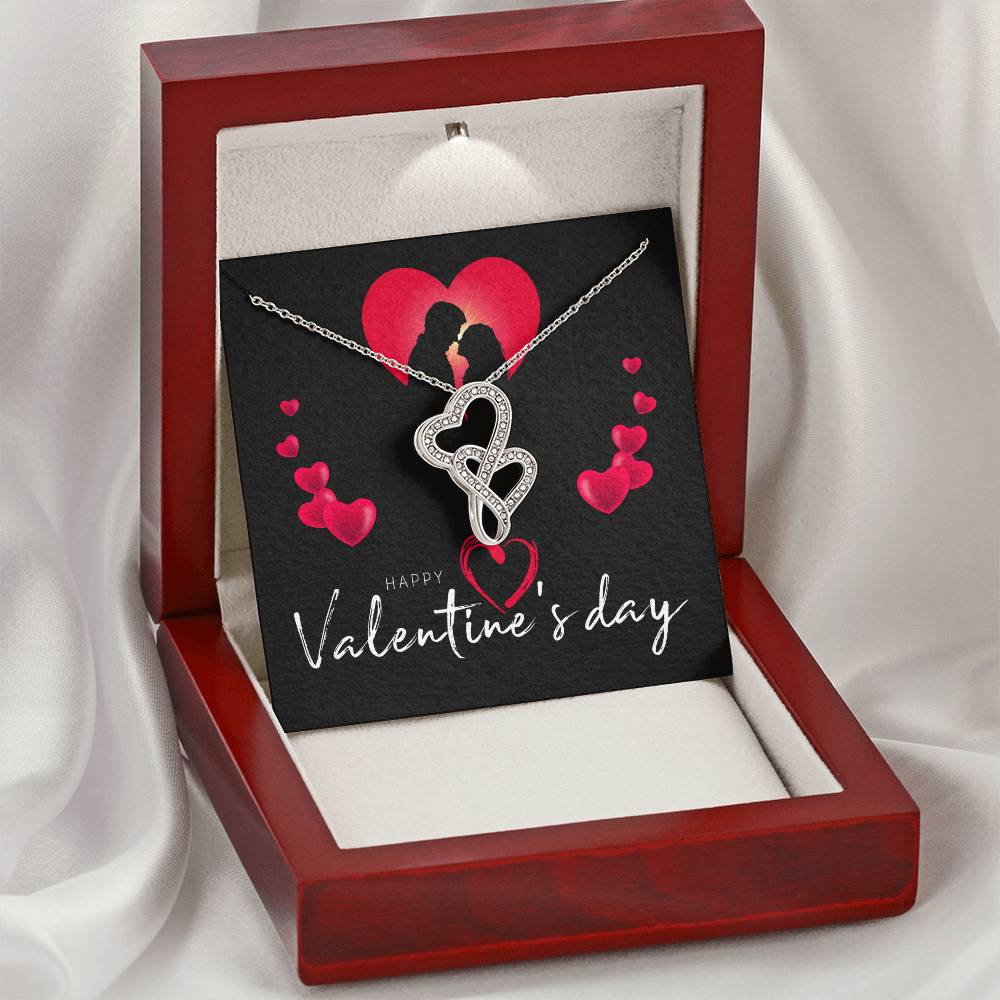 Happy Valentine's Day Necklace - Message Card - Necklaces For Women - Future Mrs. Necklace - En 1 Double Hearts Necklace