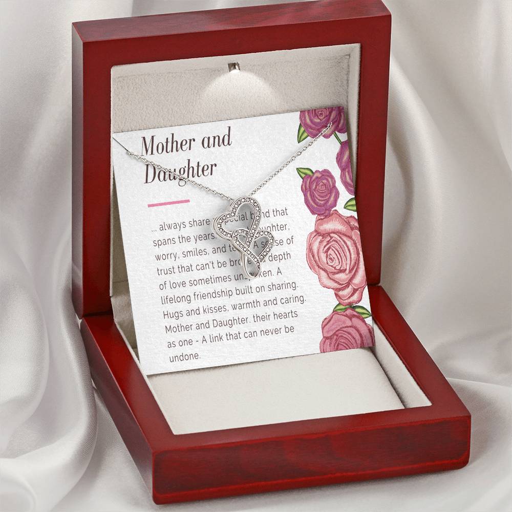 To Daughter From Dad 2 Double Heart Necklace Gift - Mother And Daughter Necklace - Mom Gift - Mother Jewelry - Daught Double Hearts Necklace