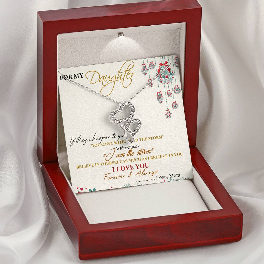 To My Daughter Necklace - Mom To Daughter Double Heart Necklace Gift - Mom And Daughter Always Remember Gift From Mom 2 Double Hearts Necklace