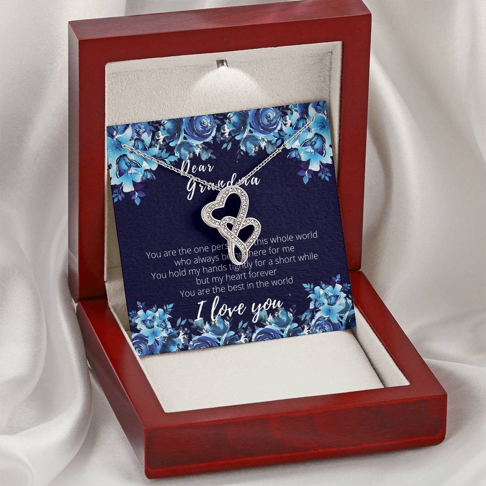 Gorgeous For Grandma Double Hearts Necklace