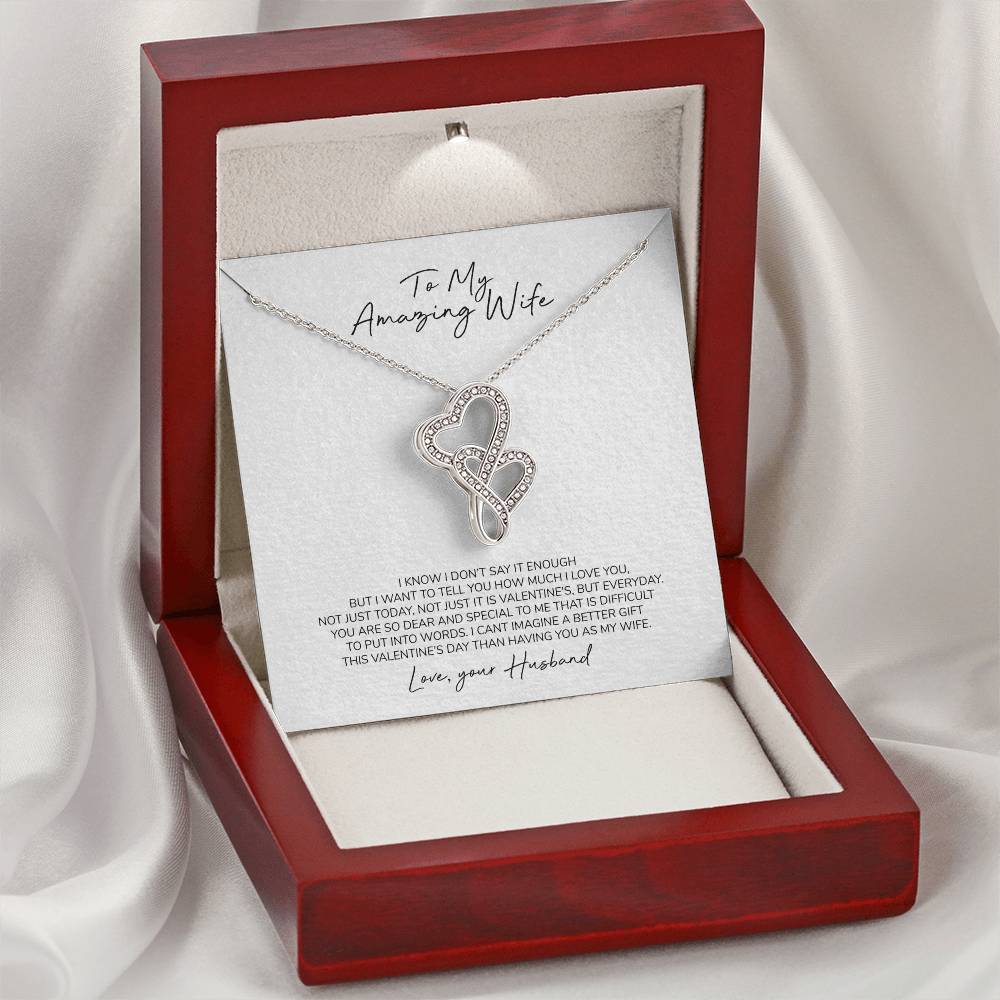 To My Amazing Wife Double Hearts Necklace
