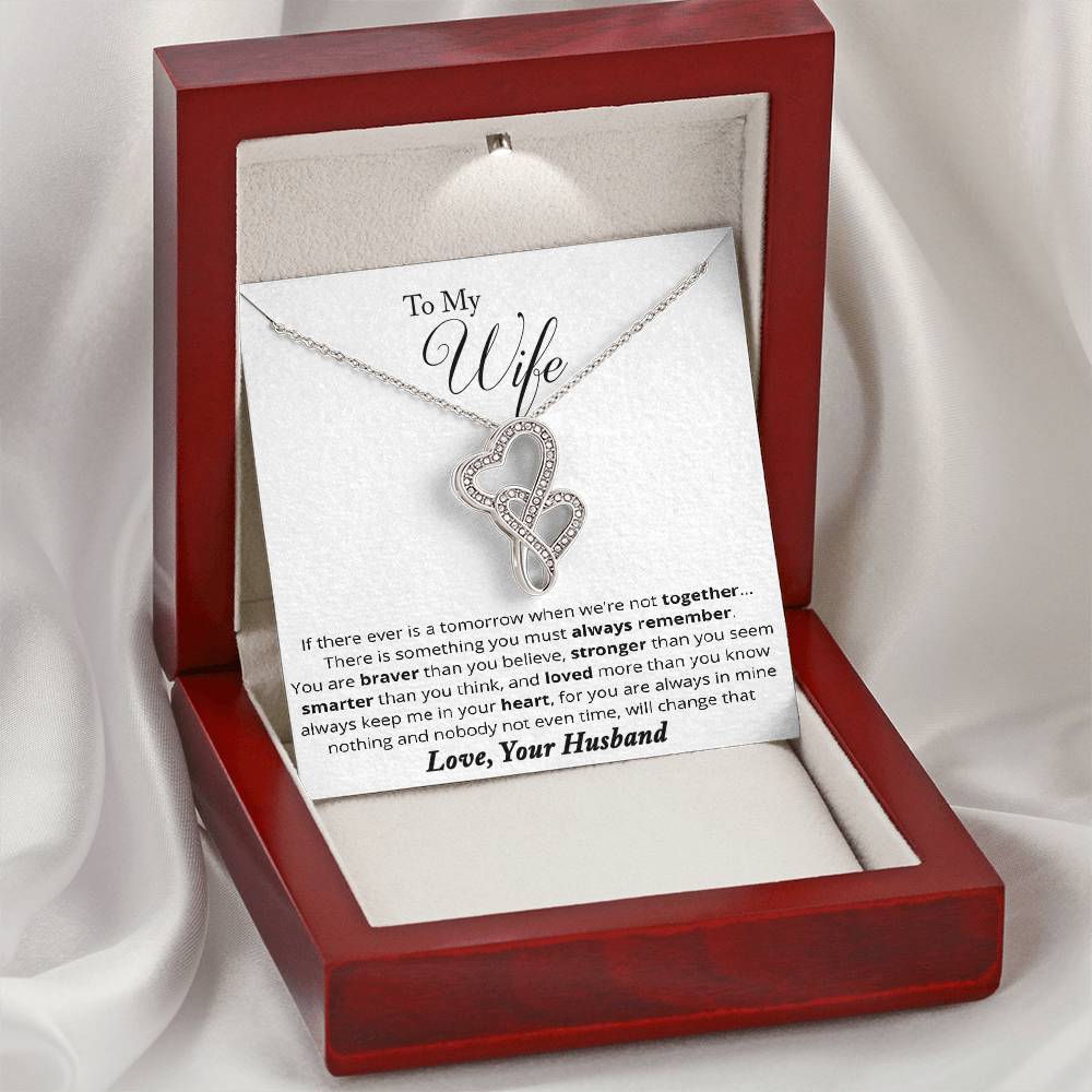 Perfect Gift For Wife - Double Heart Necklace For Her - To My Wife Double Heart Necklace - Anniversary Gift For Wife Double Hearts Necklace