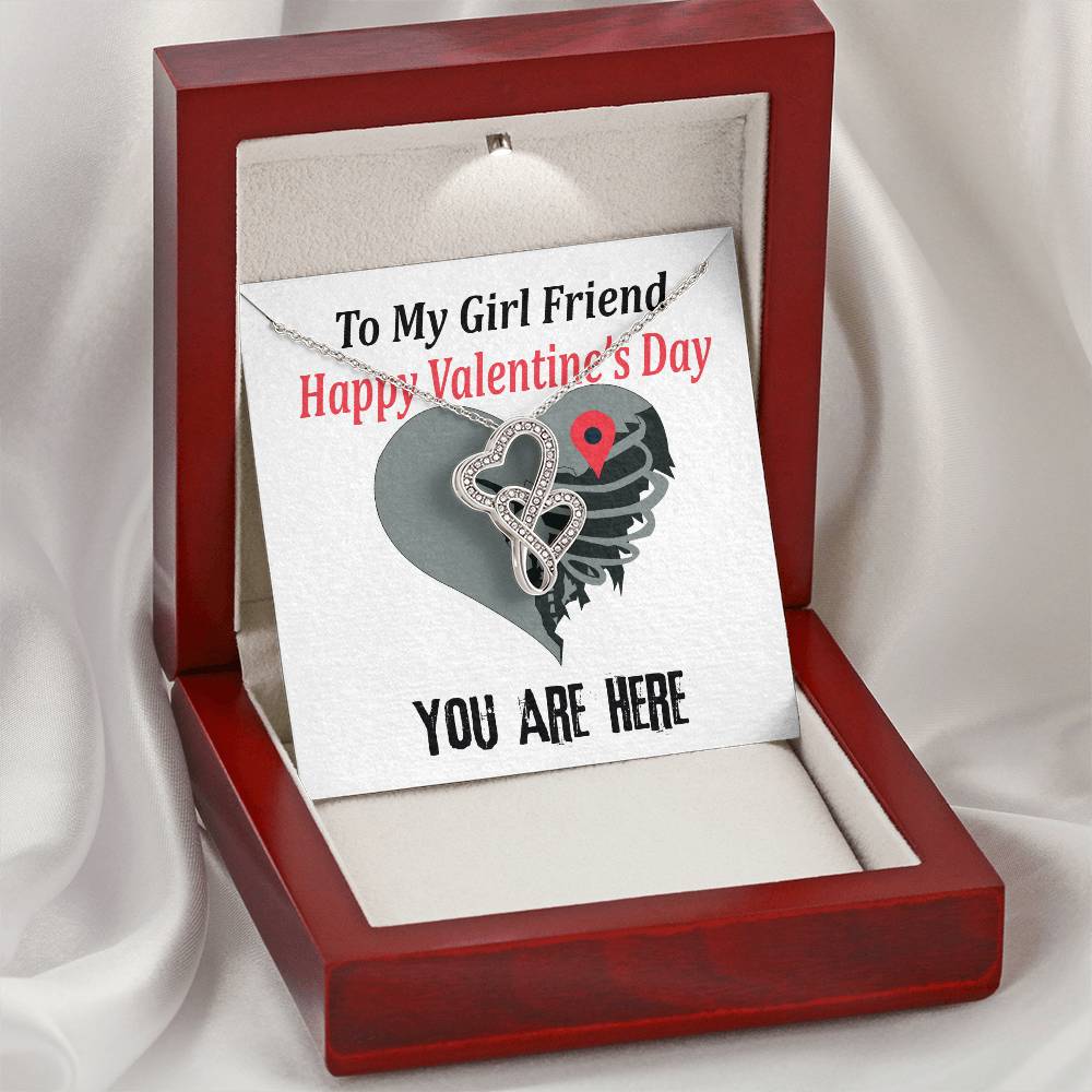 To My Girlfriend Necklace Valentine Gift With Romantic Message Card Sweetheart Gift For Wife Double Hearts Necklace