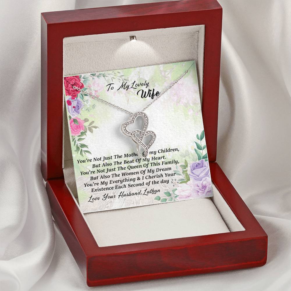 To My Love Wife Necklace - Love Your Husband Lathan - Love Your Husband Lathan - Wife Christmas Gift Wife Christmas G Double Hearts Necklace