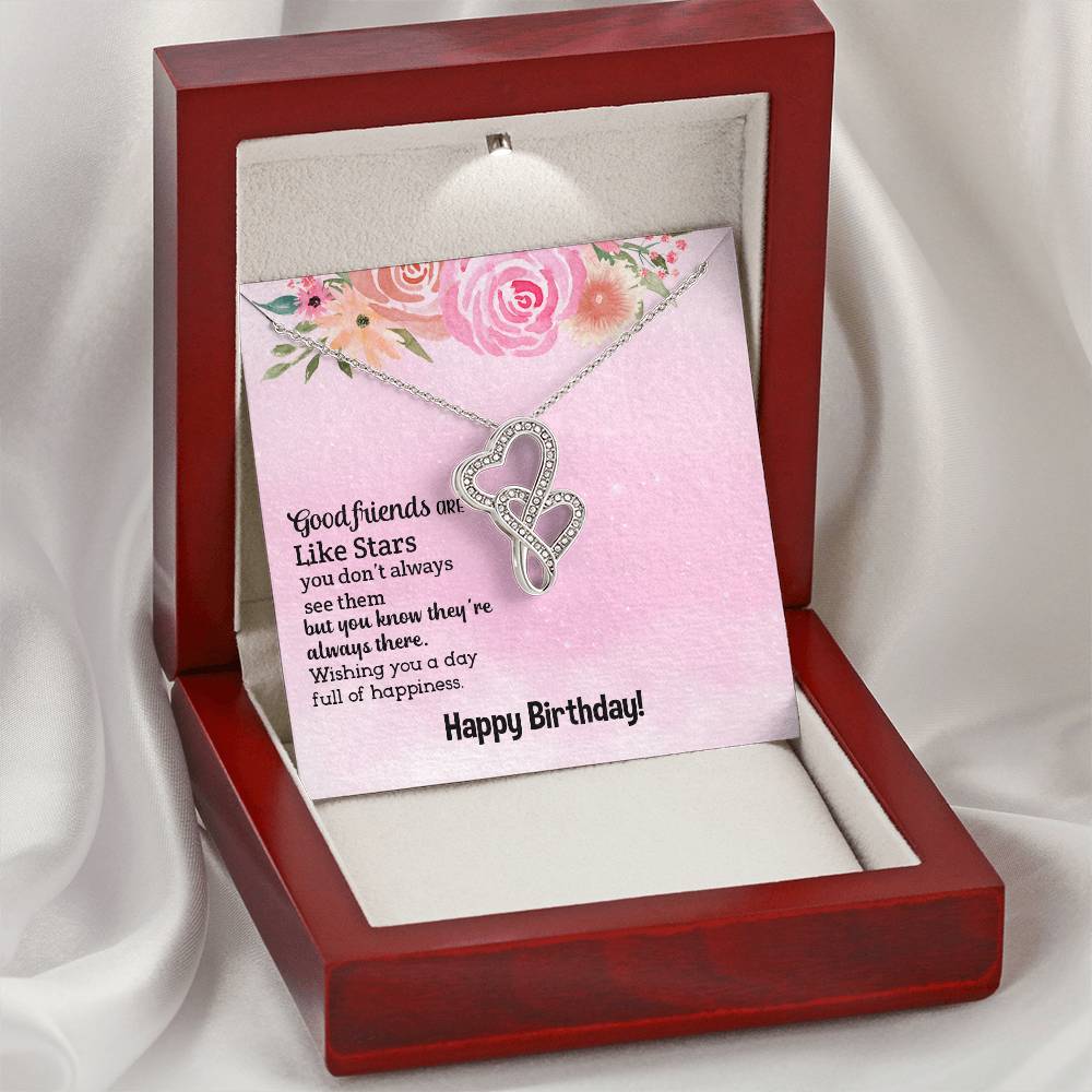 Good Friends Are Like Stars - Birthday Gift For Friend - Double Hearts Necklace