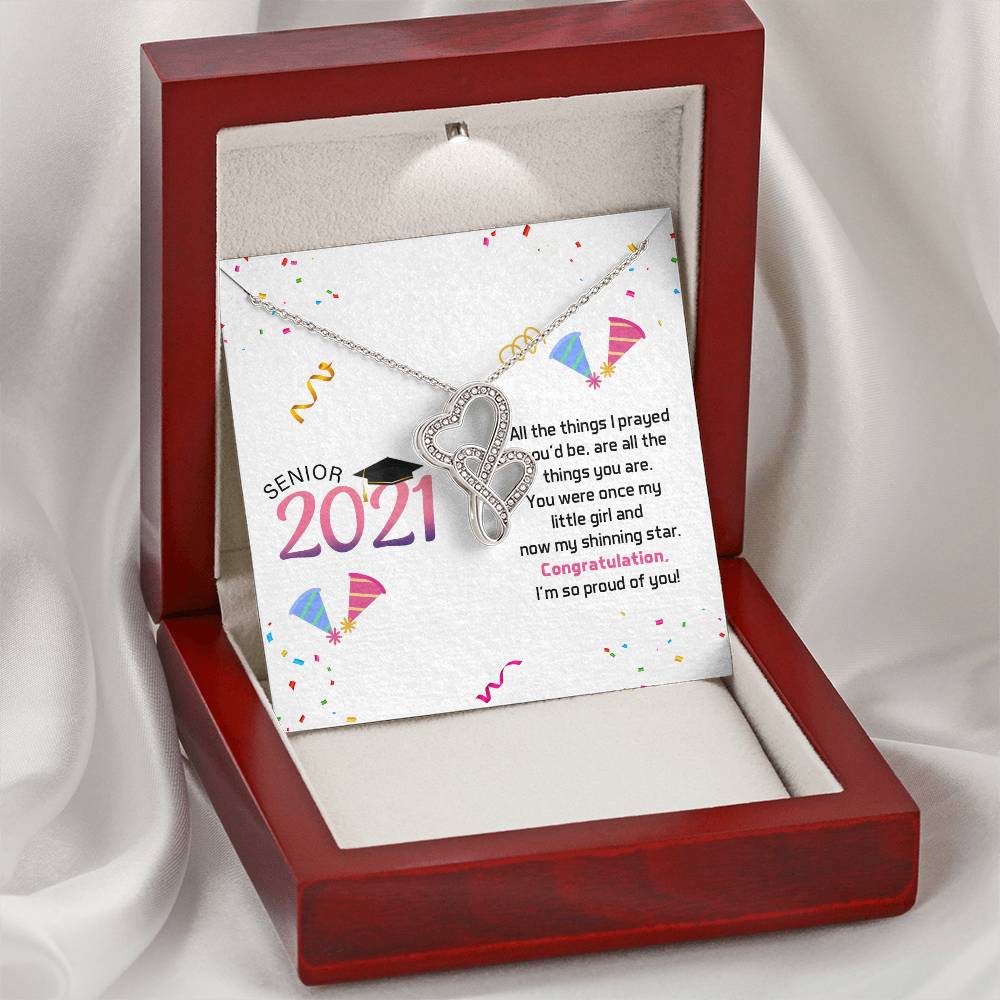 Senior Graduation Double Hearts Necklace