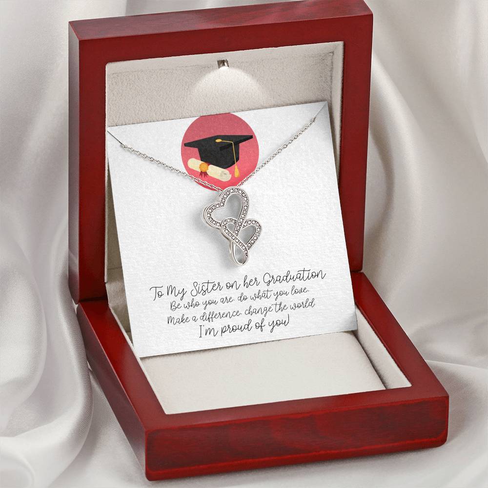 Graduation - To My Sister On Her Graduation - Double Hearts Necklace
