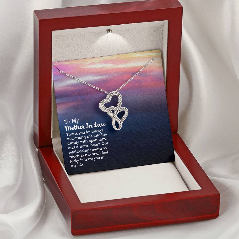 To My Mother-In-Law - Double Hearts Necklace