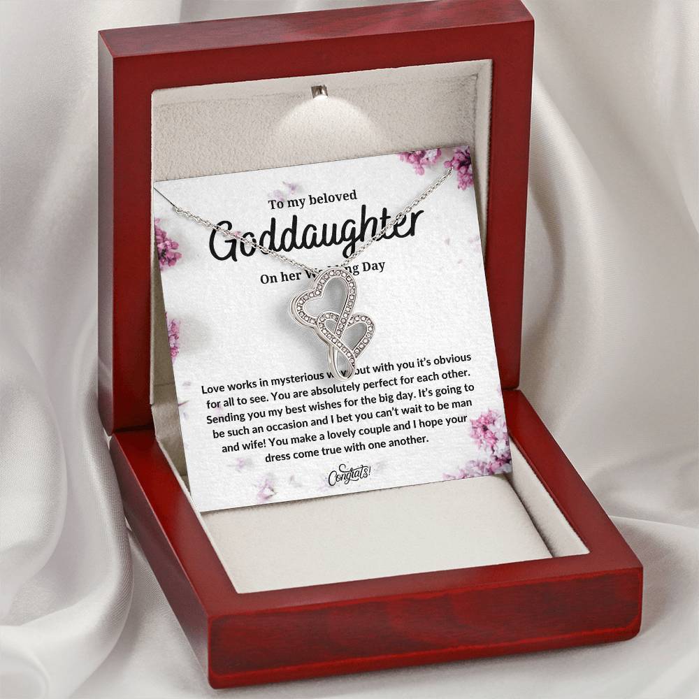 Goddaughter On Her Wedding Day - Double Heart Double Hearts Necklace