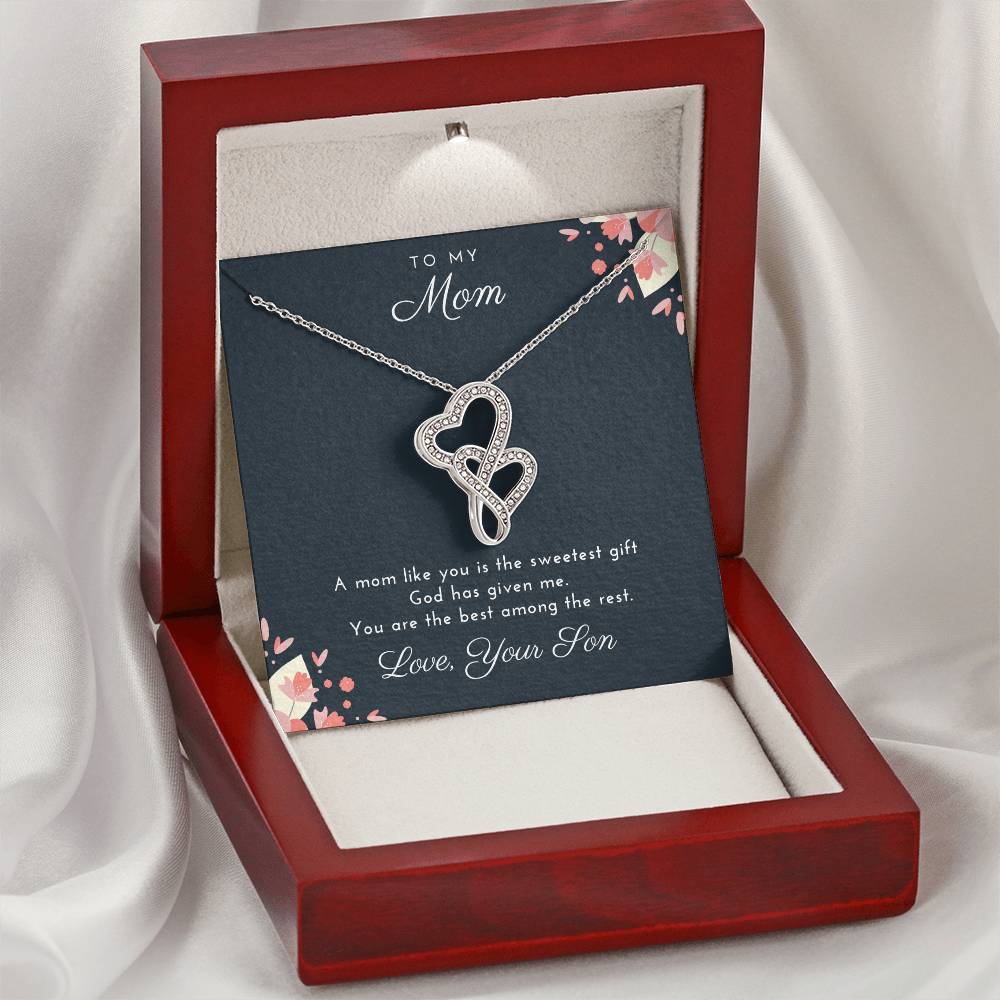 The Best Among The Rest To Mom From Son Double Hearts Necklace