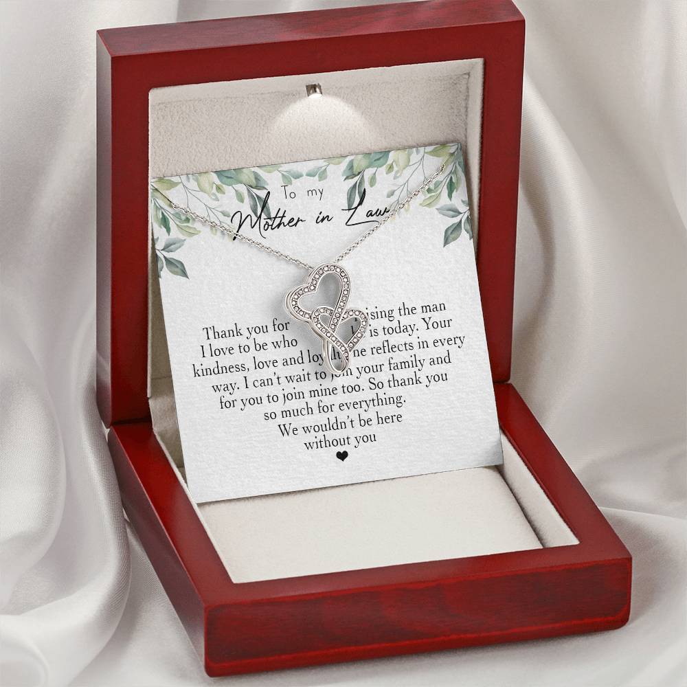 To My Mother In Law Thank You For Raising The Man I Love 3 Double Hearts Necklace