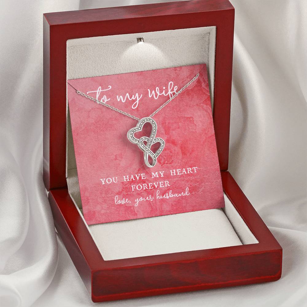 To Wife From Husband Valentine's Day Anniversary Romantic Gift For Her Double Hearts Necklace