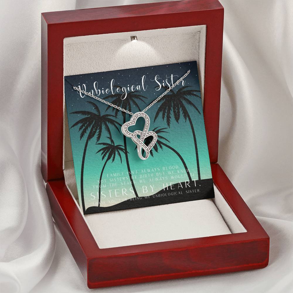 Unbiological Sister Necklace Unbiological Sister Gift Best Friend Necklace Big Little Sorority Soul Sister Bridesmaid Double Hearts Necklace