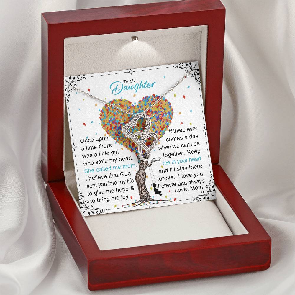 To My Daughter 1 Double Hearts Necklace