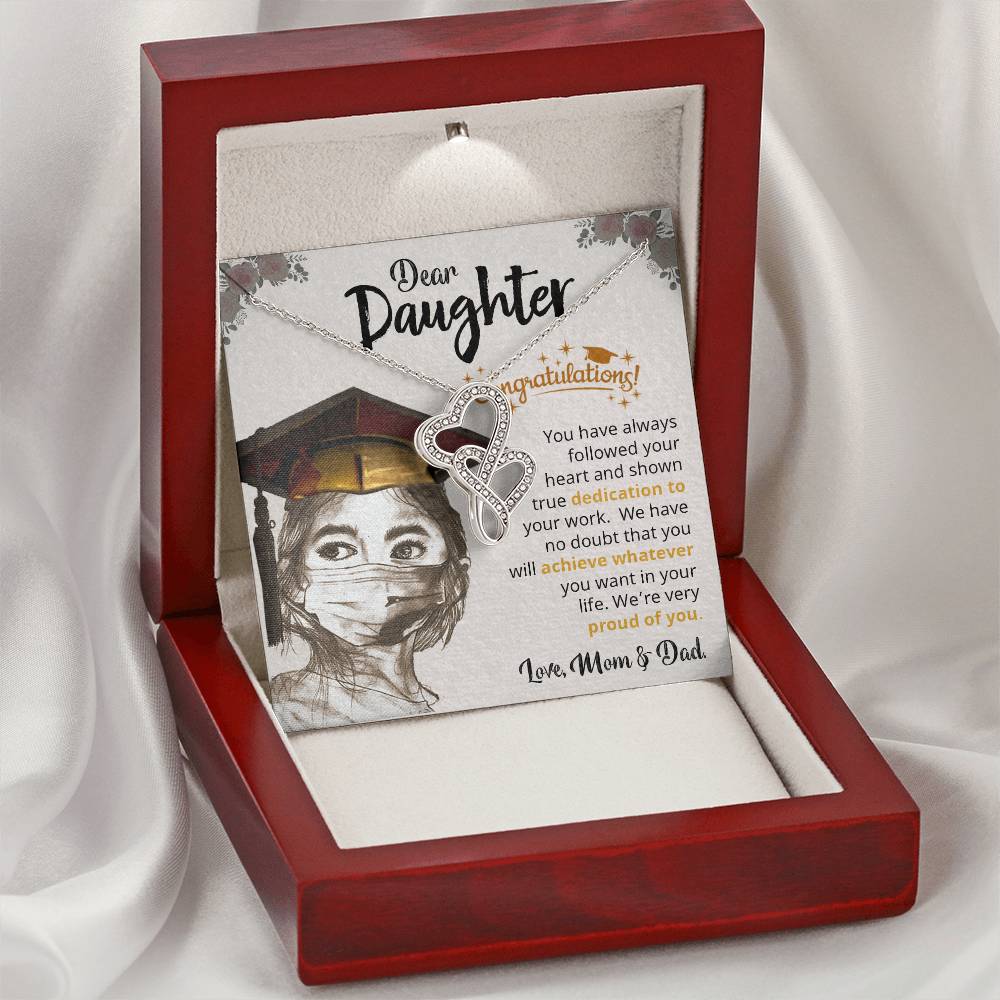 To My Daughter - - Gift For Daughter Double Hearts Necklace