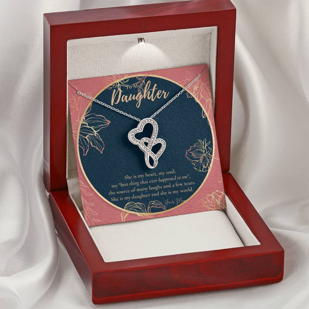 To Daughter From Dad 2 Double Heart Necklace Gift - Daughter Gift - To My Daughter Necklace From Mom - To My Daughter 1 Double Hearts Necklace