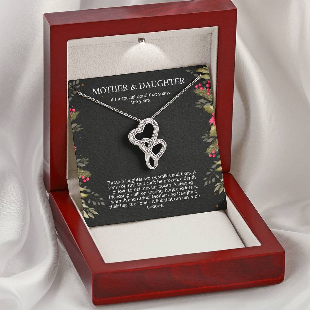 Mother & Daughter Birthday Gift For Mother Or Daughter Necklace Double Hearts Necklace
