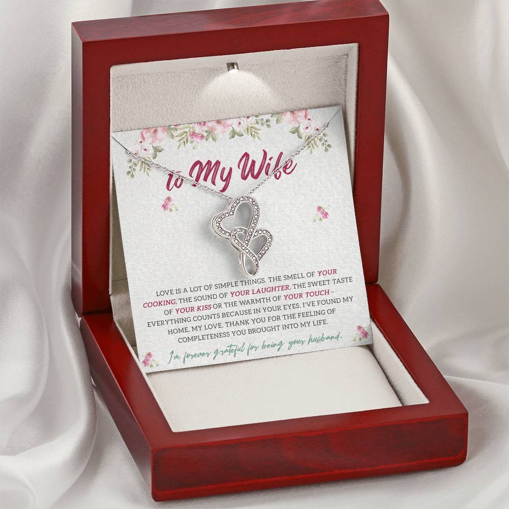 Love Is A Lot Of Simple Things - I'm Forever Grateful For Being Your Husband Double Hearts Necklace