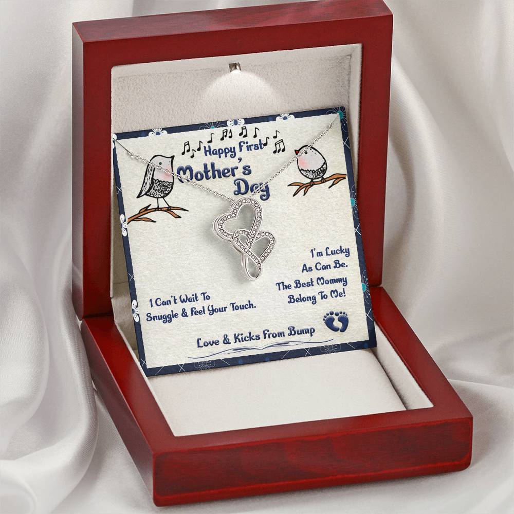 For Mommy Beautiful Mother's Day Gift Double Hearts Necklace