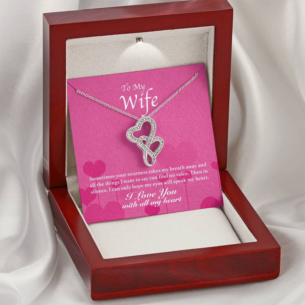 To My Wife - You Take My Breath Away - Double Hearts Necklace
