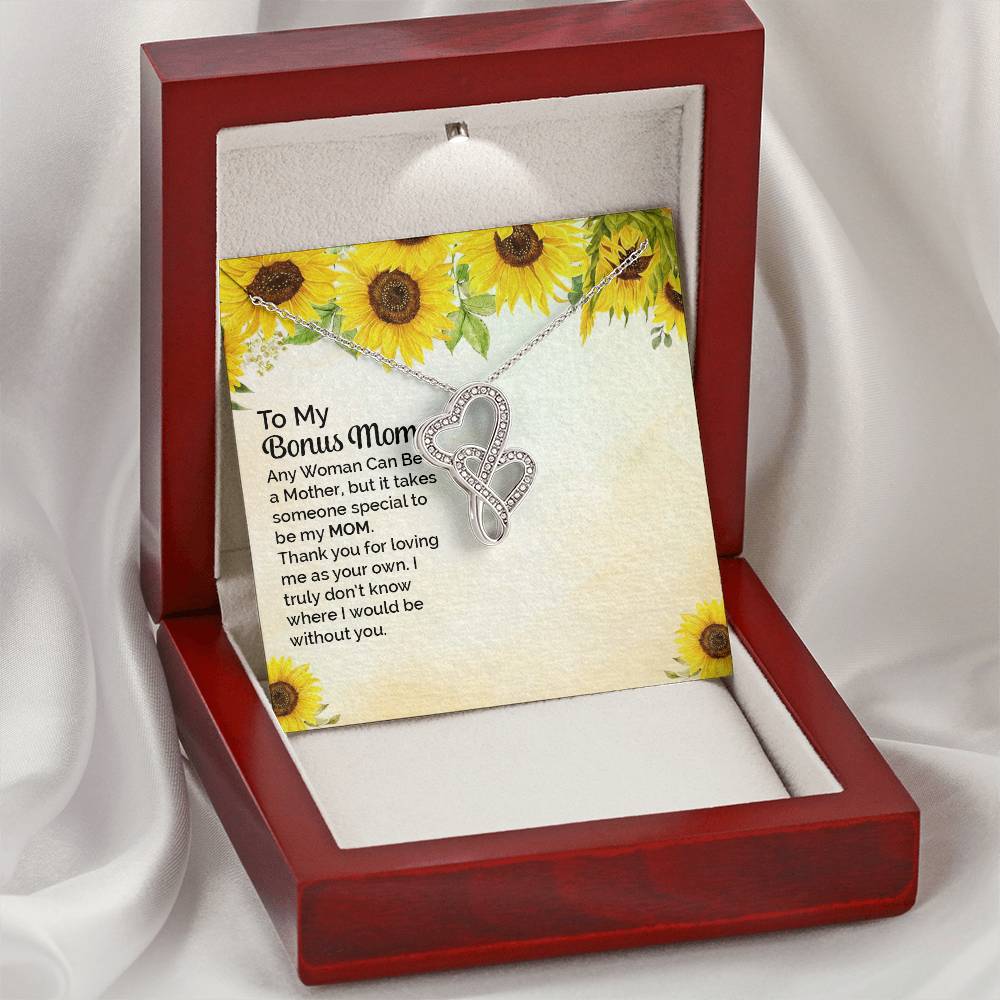 To My Bonus Mom - Double Hearts Necklace