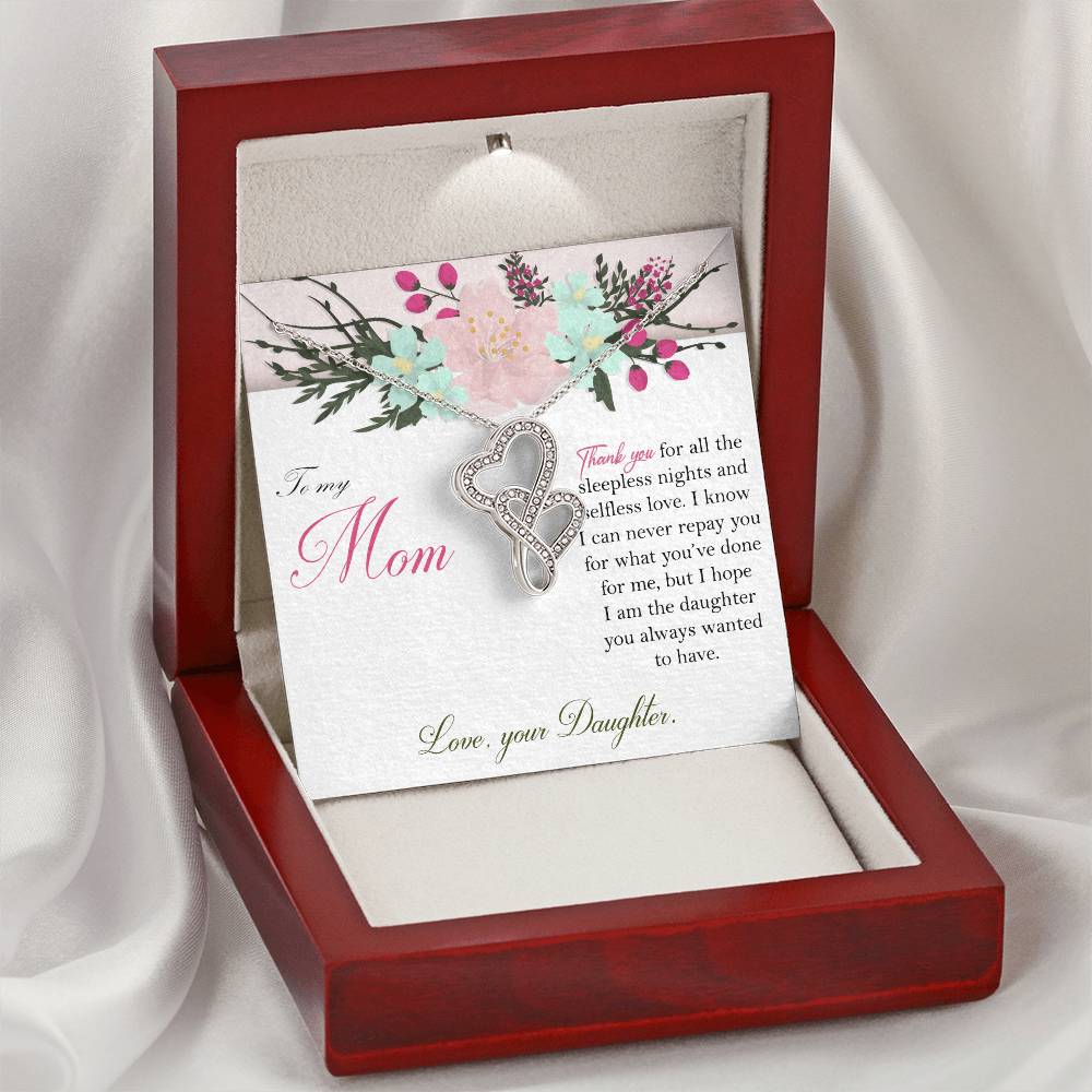 To My Mom - - Gift For Mother Double Hearts Necklace