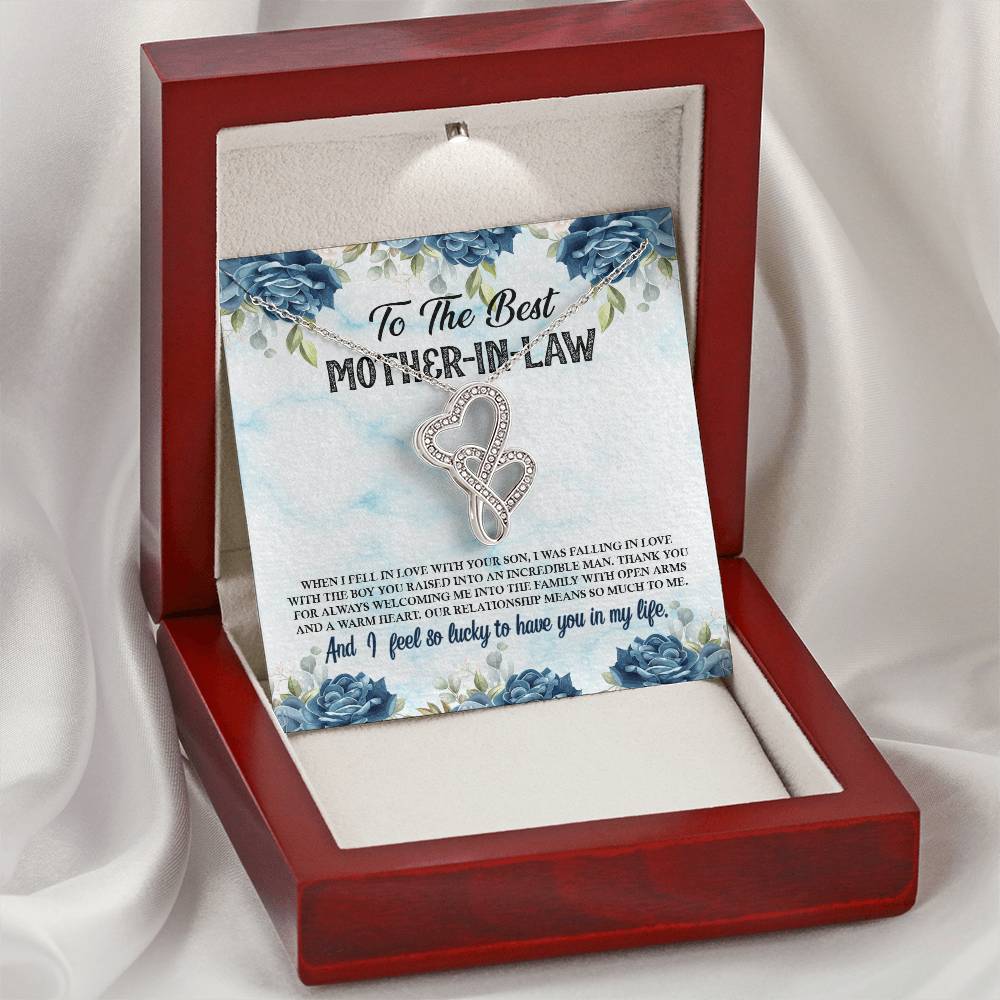 To The Best Mother-In-Law Double Hearts Necklace