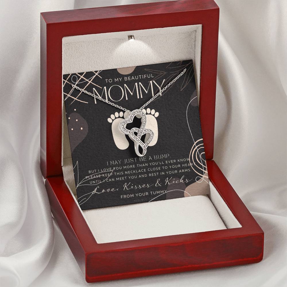 Mom To Be Gift New Mommy Gift Necklace Pregnant Wife Gift I May Just Be A Bump But I Love You To Mummy From Bump 1 Double Hearts Necklace