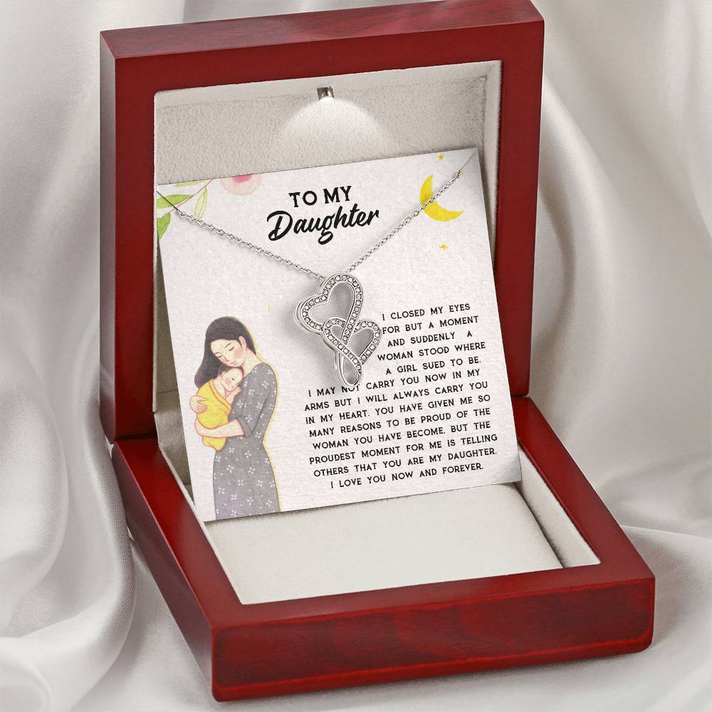 To Daughter From Dad 2 Double Heart Necklace Gift - Mother And Daughter Necklace - Mom Gift - Mother Jewelry - Daught 3 Double Hearts Necklace