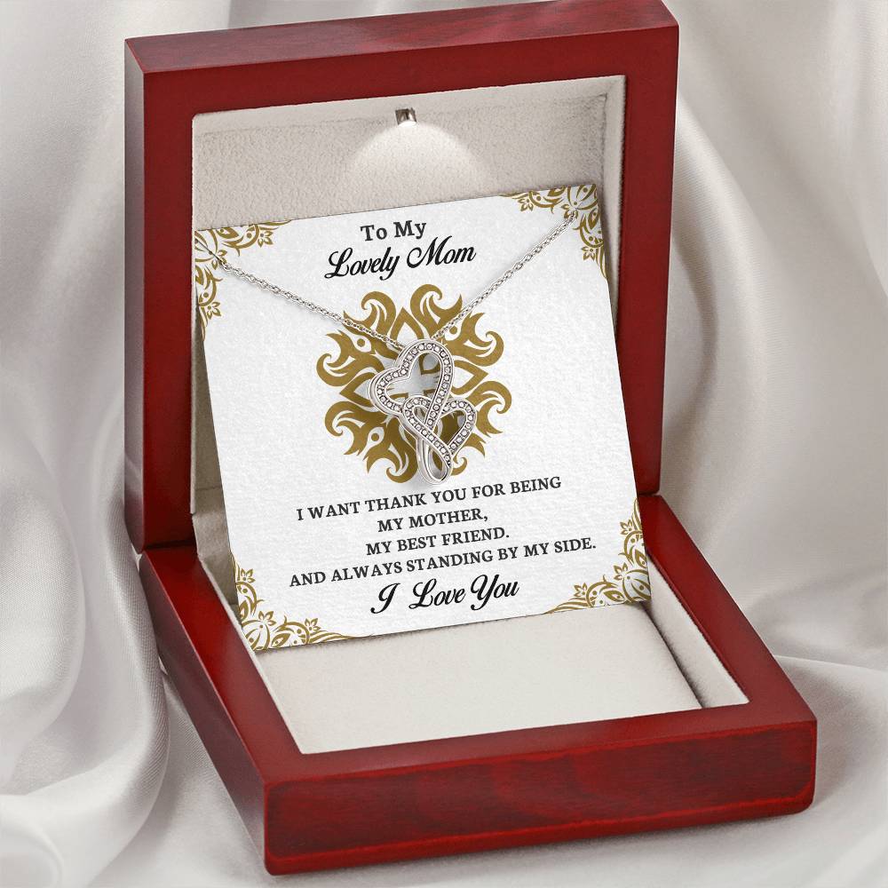 To My Mom - I Want Thank You - Double Hearts Necklace