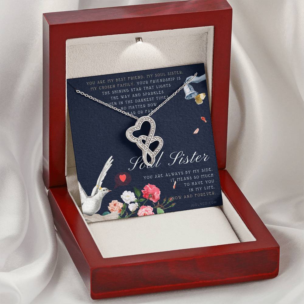 Soul Sister Necklace Unbiological Sister Jewelry Badass Sister Necklace Friendship Heart Necklace Birthday Gradua Double Hearts Necklace