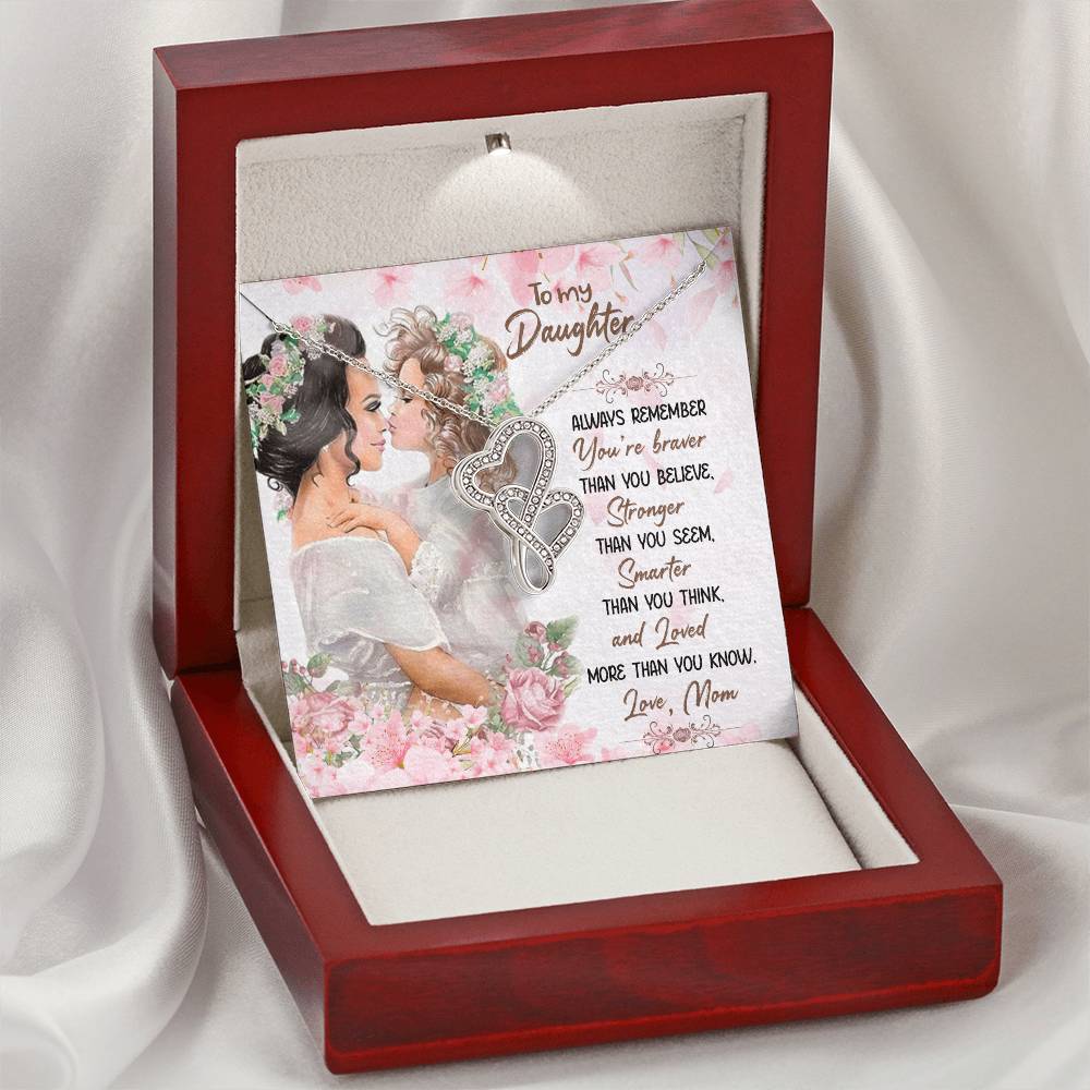 To My Daughter Necklace - Mom To Daughter Double Heart Necklace Gift - Mom And Daughter Always Remember Gift From Mom 7 Double Hearts Necklace