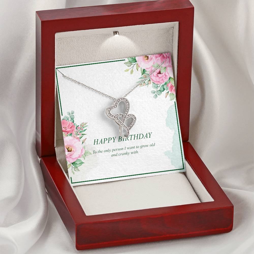 Happy Birthday Wife- Double Hearts Necklace
