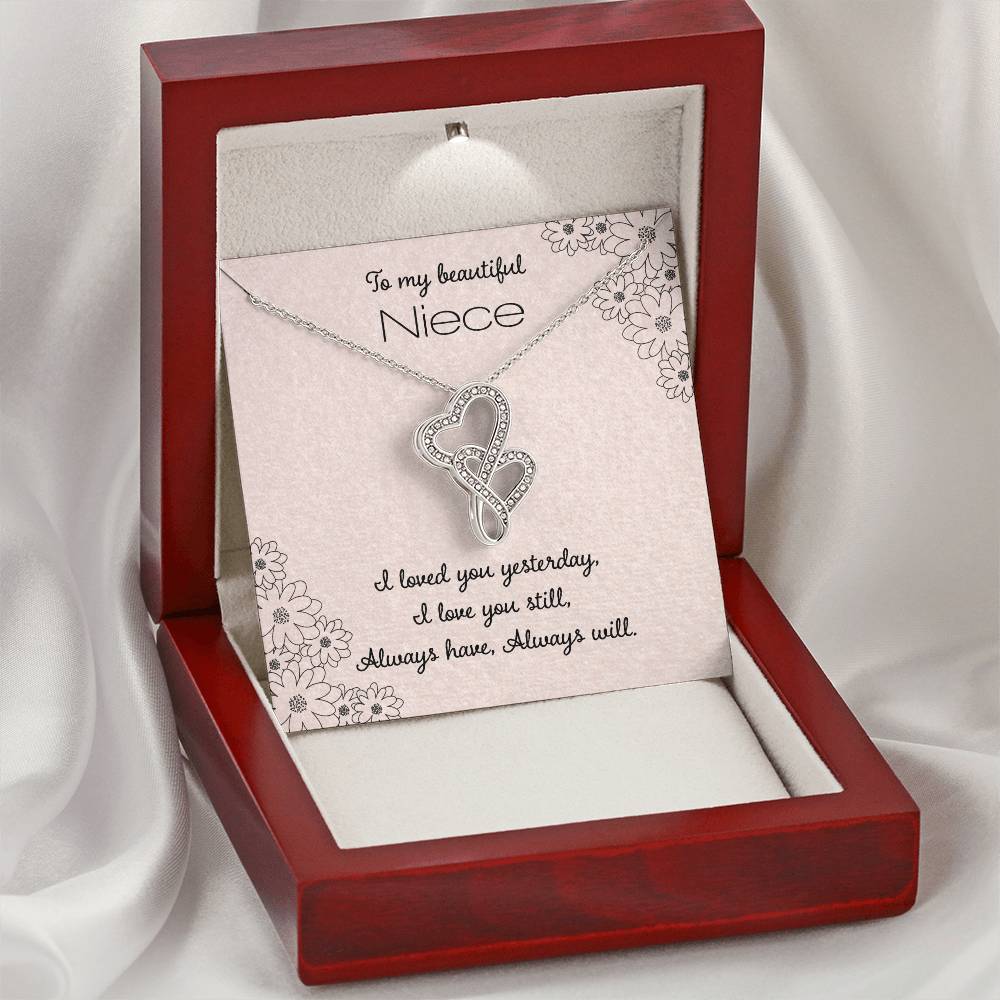 To My Beautiful Niece Double Hearts Necklace