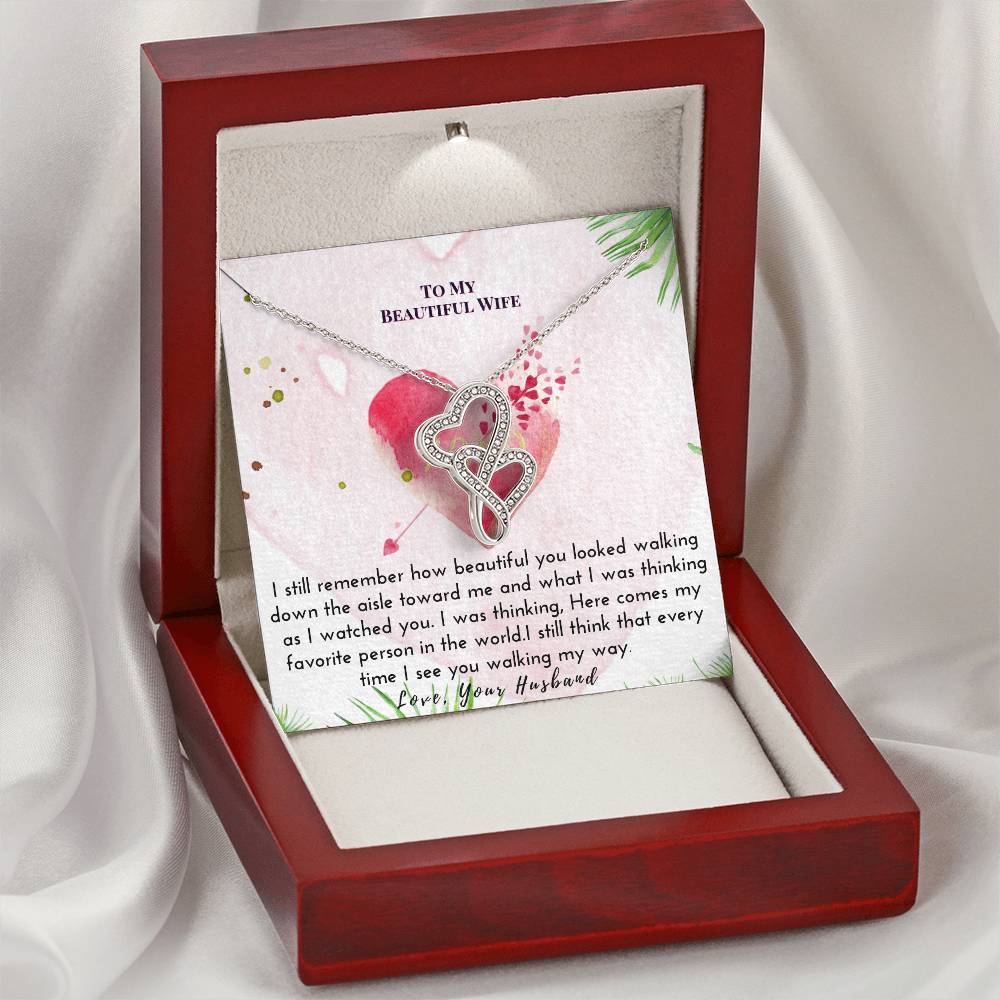Happy Anniversary To Wife Sweet Necklace Double Hearts Necklace