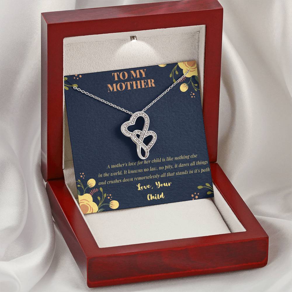 My Mom Gift Card No Pity No Law- Jewelry Double Hearts Necklace