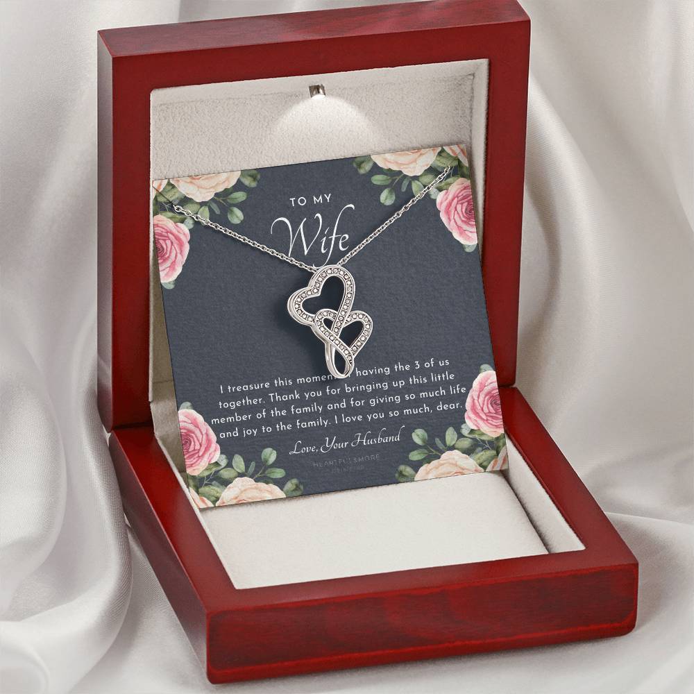 Postpartum Gift For Wife Gift For Wife Post Pregnancy Becoming A Mother Gift Gift For Wife Birth Wife After Pregnancy 4 Double Hearts Necklace