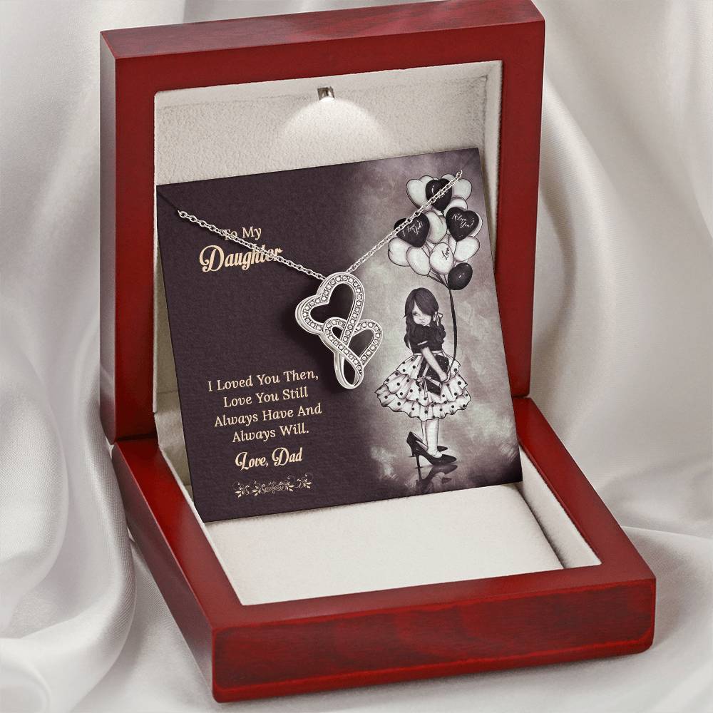 To My Daughter From Dad 1 Double Hearts Necklace
