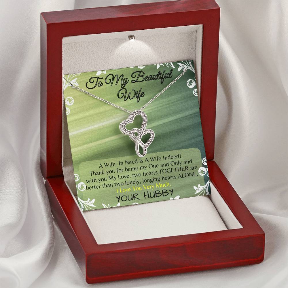 For My Beautiful Wife - The Double Hearts Necklace