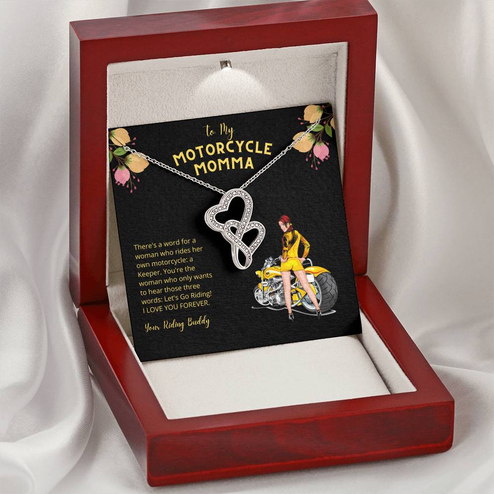 To My Motorcycle Momma • Let's Go Riding • Double Hearts Necklace