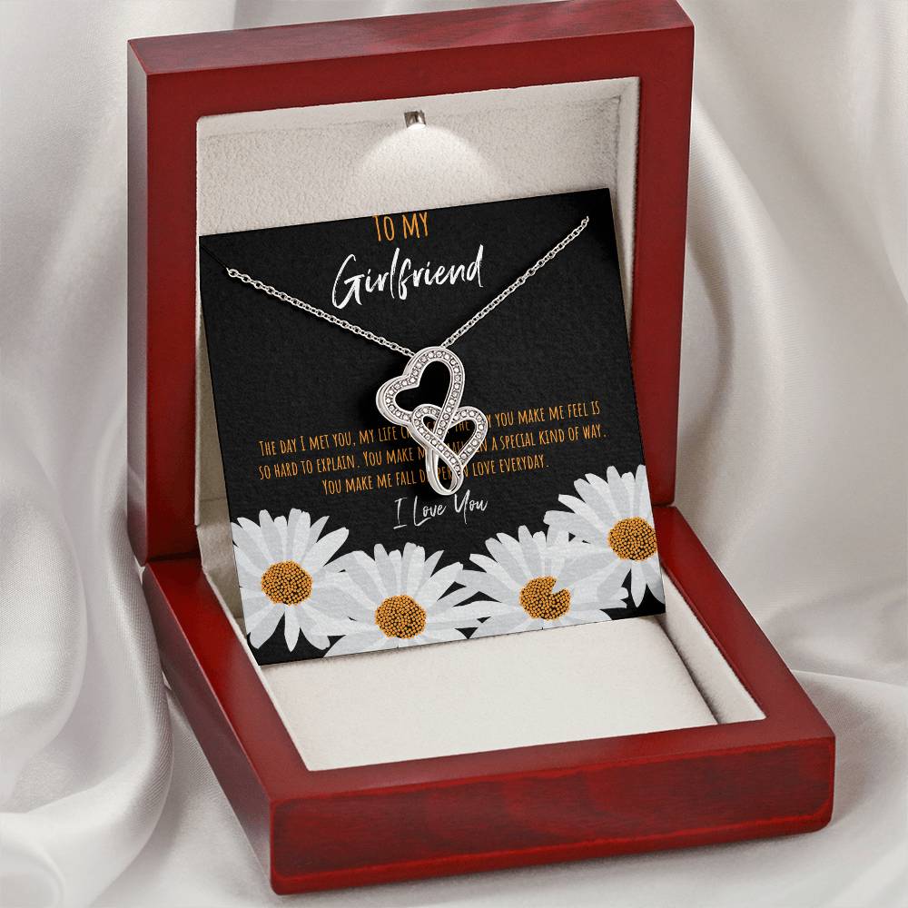 To My Girlfriend The Day I Met You My Life Changed Double Hearts Necklace