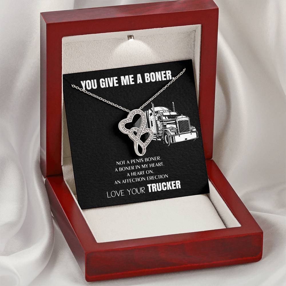 You Give Me A Heart Boner An Affection Erection Funny & Sarcastic Love For Her Mature Gag Gif Double Hearts Necklace