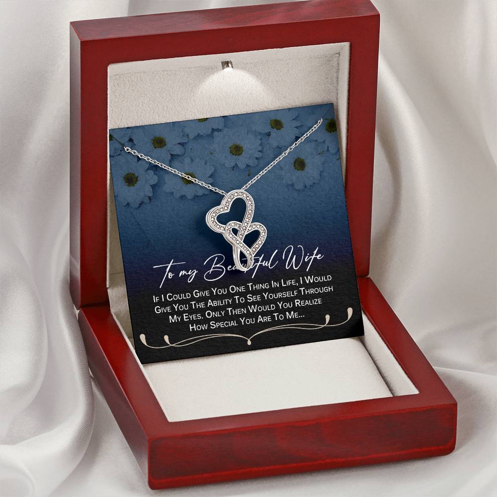 To My Beautiful Wife Necklace Anniversary Gift For Wife Birthday Gift For Wife Gift For Wife Necklace For Wife Gift F 3 Double Hearts Necklace