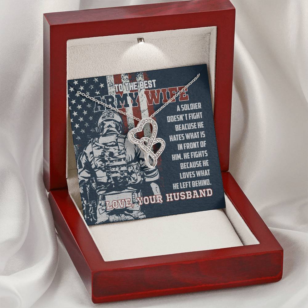 To The Best Army Wife Double Hearts Necklace