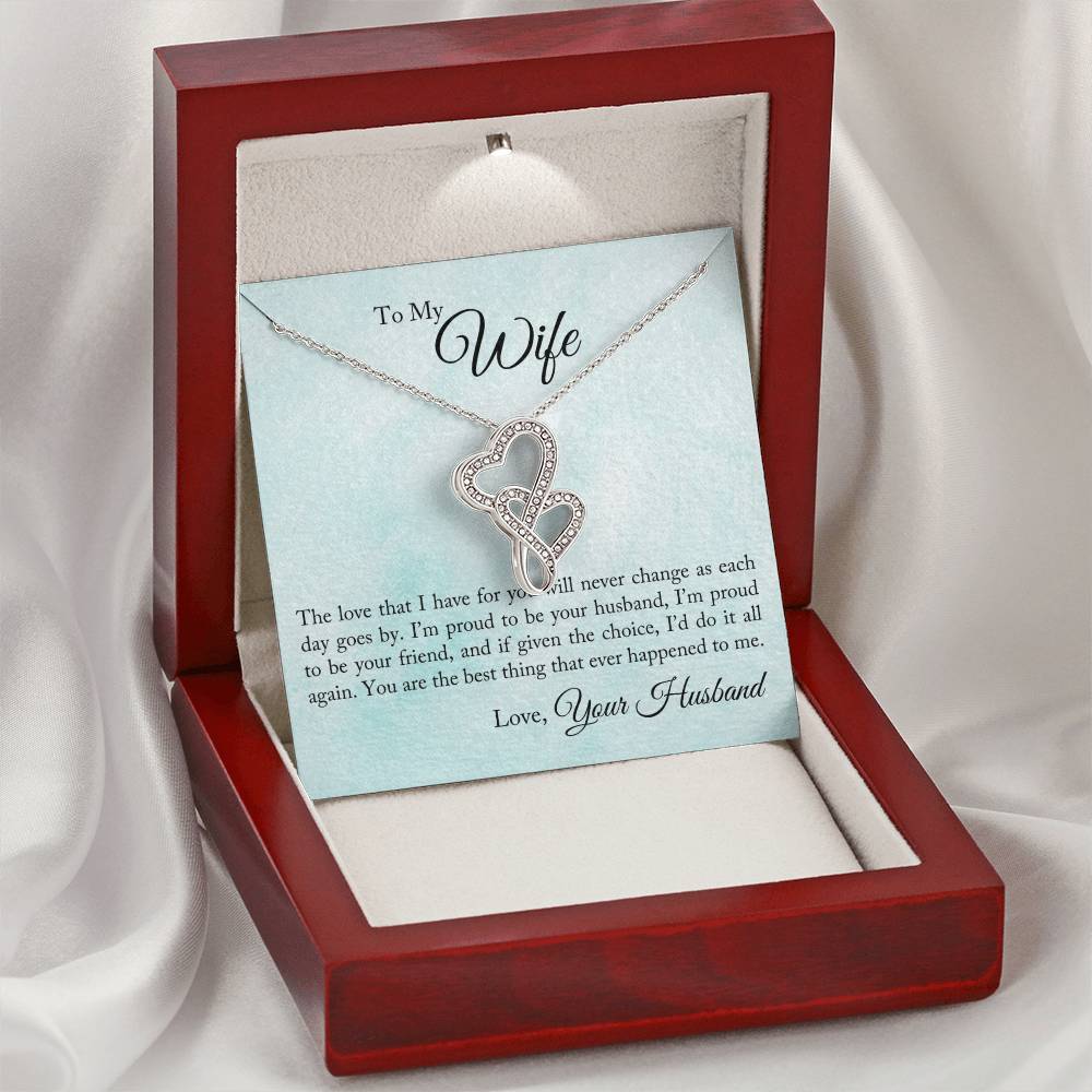 To My Wife - I'm Proud To Be Your Husband - Double Hearts Necklace