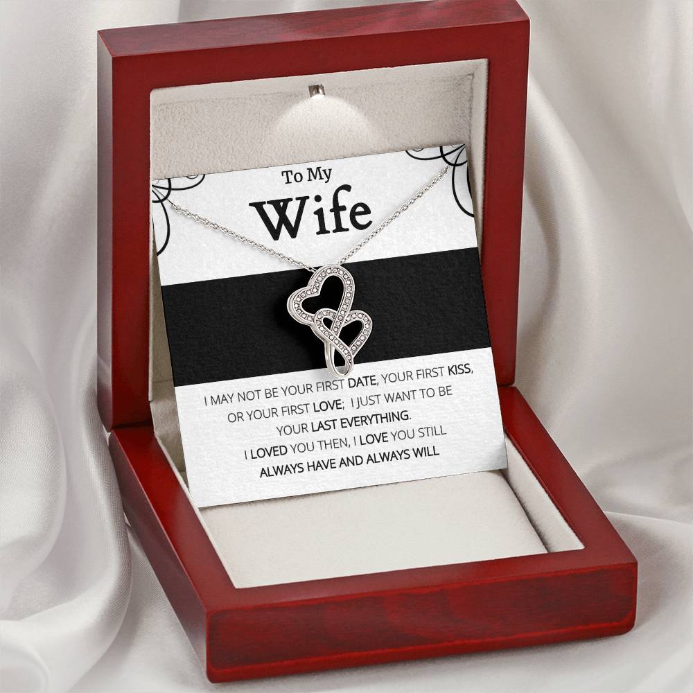 To My Wife - Always In Love Sparkling Double Hearts Necklace