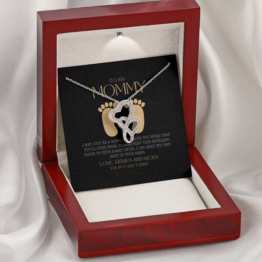 Baby Shower Gift New Mommy Necklace Pregnant Wife Gift To My Mommy I May Just Be A Bump But I Love You More Than You E Double Hearts Necklace