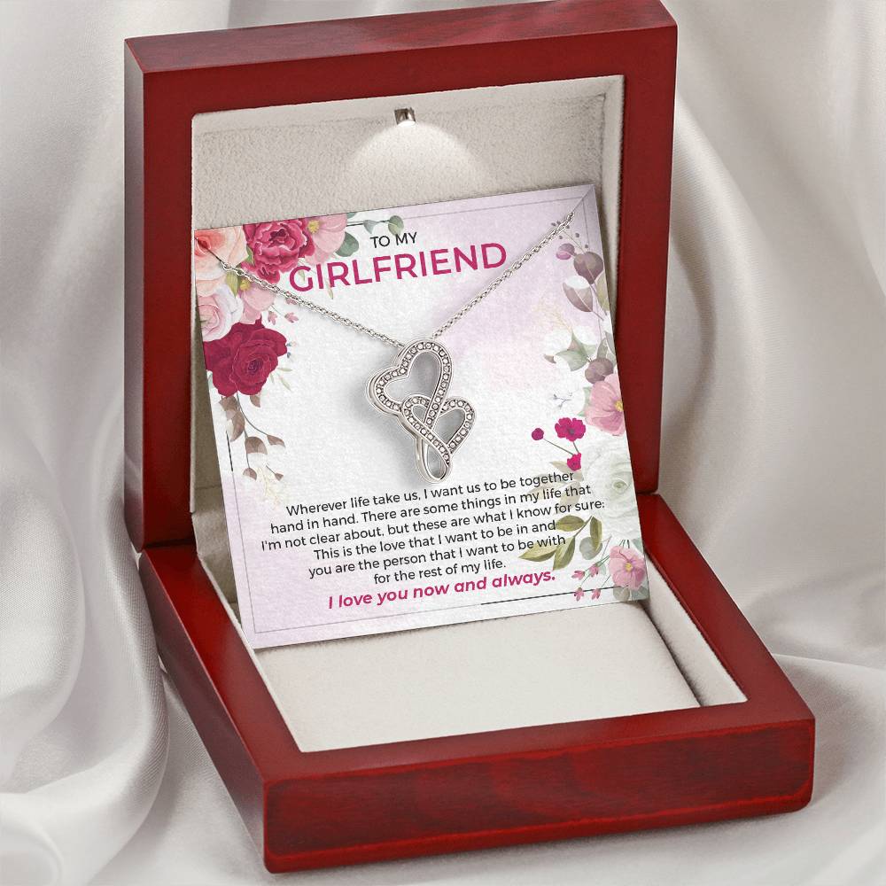 To My Girlfriend Double Hearts Necklace
